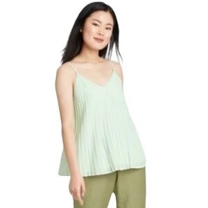 Target pleated chiffon mint green tank top